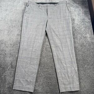 J.CREW Bowery 40x32 Pants Gray Plaid Slim Fit Four Season Wool Office Dressy